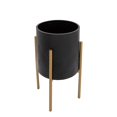 thumbnail image 3 of S/2 AZTEC PLANTER ON METAL STAND, BLACK/GOLD, 3 of 3