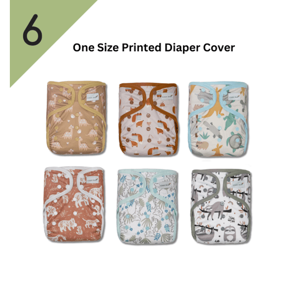 KaWaii Baby 6 Happy Leak-Free Cloth Diaper Covers, Double Waterproof Layer, fit babies 8-36 pounds, Animal Club