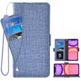 thumbnail image 1 of Wallet Case for iPhone 11 6.1 inch, Blocking Card Slot Stand Shockproof TPU Interior Case PU Leather Magnetic Protect Flip Cover Compatible with iPhone 11 6.1 inch, Blue, 1 of 4