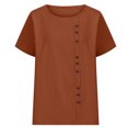 thumbnail image 5 of Timegard Plus Size Tops for Women Round Neck Short Sleeve Button Lightweight Blouse Casual Loose Tops, 5 of 5