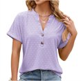thumbnail image 1 of RKSTN Womens Tops 2024 Fashion Casual Short Sleeve V Neck Tops Loose Plus Size Solid Color Mesh Breathable Temperament Tops, 1 of 5