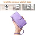 thumbnail image 2 of Case for Oneplus NORD CE 2 5G Zipper Wallet Flip Cover with Card Holder, Photo Frame, Kickstand & Lanyard, PU Leather Purple, 2 of 5