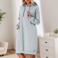 thumbnail image 4 of Longs Chandails à Capuchon pour Femmes 2025 Manches Longues Ourlet Fendu Robe à Capuchon Unie avec Poches Chandail à Capuchon pour Femmes, 4 of 7