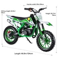 thumbnail image 2 of 49cc 2-Stroke Gas Power Motocross, Off Road Mini Motorcycle, Pocket Motorbike with Front Rear Disc Brakes (Green), 2 of 8