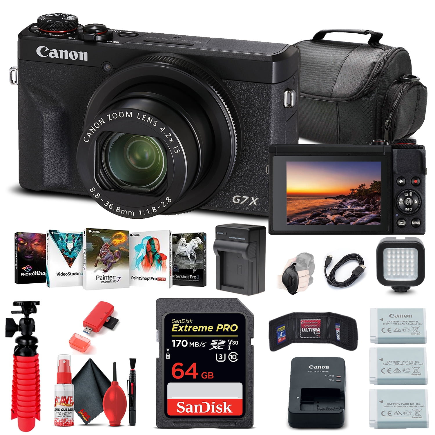 Canon PowerShot G7 X Mark III Bundle: Camera, 64GB Card, 2