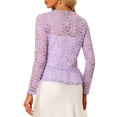 thumbnail image 3 of INSPIRE CHIC Women's Floral Lace Cardigans Tie Front Ruffled Hem Sheer Crop Bolero Shrug XS Light Purple, 3 of 6