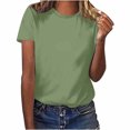 thumbnail image 1 of Yuyuzo Hauts pour Femmes T-Shirts à Manches Courtes T-Shirts à Col Rond T-Shirts Couleur Unie T-Shirts Amples Hauts Blouses, 1 of 5