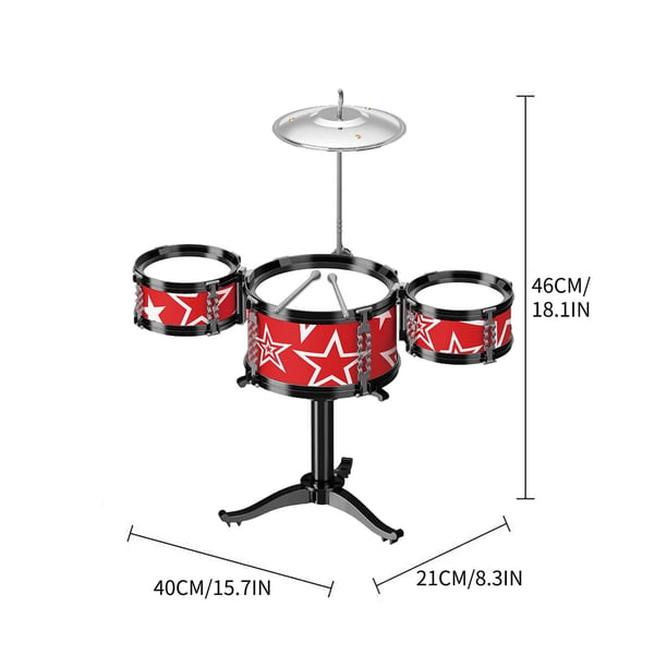 Batterie Lumineuse Pour Enfants 5 Tambours – 2 Baguettes, Cymbale, Tabouret – Instrument Musical éducatif Dès 3 Ans
