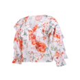 thumbnail image 2 of AMERTEER Summer Women Button-down Ruffle Shirt V-neck Long Sleeve Blouse, 2 of 7