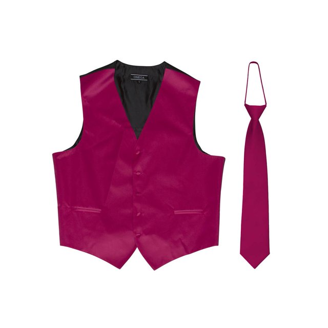 Omega Button Vest + Matching Tie - Hot Pink - Medium