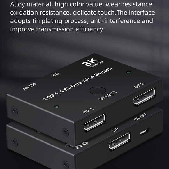 Diviseur Convertisseur DP 1.4 Manuel Displayport 8K60Hz Commutateur Bidirectionnel Affichages