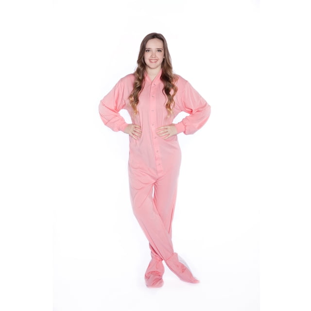 Big Feet Pajama Co. Pink Jersey Knit Adult Footed Pajamas Womens Sleeper