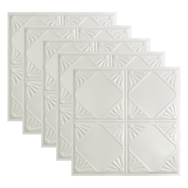Great Lakes Tin Erie Gloss White 2ft x 2ft Lay In Ceiling Tiles (5 Pack)