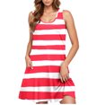 thumbnail image 5 of Ovzne Robes pour Femmes Robe d'Été Robe Décontractée pour Femmes Grande Taille Sans Manches à Col Rond Robe Courte à Rayures Robe de Vacances Liquidation, 5 of 5