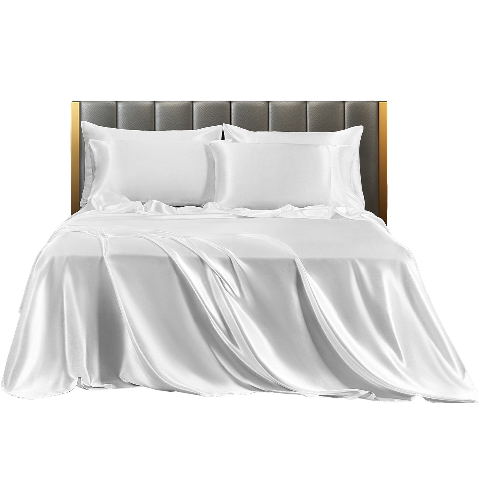 Labymos Bedding Four Piece Set Household European and American Solid Color One Piece Imitation Silk