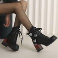 thumbnail image 1 of LSLJS High Bottines à Talons Hauts pour Femmes, Bottines à Talons Hauts Épaisses pour Femmes Heel à Plateforme à Lacets pour Étudiantes, Bottines et Bottillons pour Femmes, 1 of 6