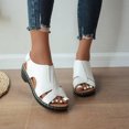 thumbnail image 4 of Wedge Sandals for Women Slingback Open Toe Side Cutout Soft Sole Non Slip Summer Leather Sandals White, 4 of 8