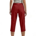 thumbnail image 3 of Pantalon Capri Femme Cargo Taille Élastique Court Plein Air Randonnée Pantalon Jambe Droite Camping Vêtements d'Entraînement Pantalon, 3 of 6