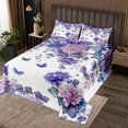 thumbnail image 2 of Erosebridal Purple Flower Coverlet Set Queen, Botanical Floral Bedding Set, Butterfly Room Decor 3 Pieces, 2 of 5