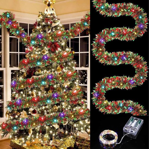 Christmas Decorations Indoor Outdoor,Christmas Tree Decorations,Christmas Encrypted Decorative Rattan and Colourful Light Up Door Window Arrangement Staircase Handrail Christmas Tree Decorations
