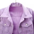 thumbnail image 3 of Hansber Women's 3/4 Sleeve Denim Jacket Coat Basic Button Down Stretch Jacket with Pockets Purple L, 3 of 6