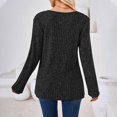 thumbnail image 4 of Birdeem Women's Solid Short Color Casual Long Sleeve New Round Neck Solid Color Panel Button Long Sleeve Loose, 4 of 12