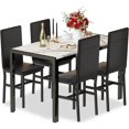 thumbnail image 2 of AWQM 5 Peice Dining Table Set, Faux Marble Dining Room Table and Chairs Set, Rectangle Kitchen Table Set with Durable Metal Frame and Upholstered Chairs, White, 2 of 8