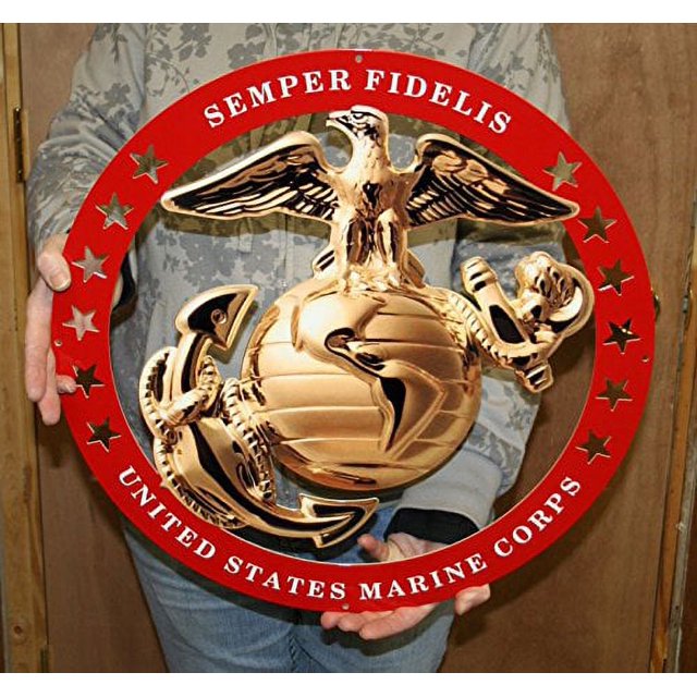 Photosteel USMC Rond Grand Emblème de Mur en Métal Signe Semper Fi 19" x 19"