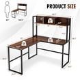 thumbnail image 4 of Costway 55"L-Shaped Desk Corner Computer Desk Writing Workstation Table w/Hutch Walnut, 4 of 10