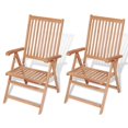 thumbnail image 2 of vidaXL Chaises Inclinables d'Extérieur pour Terrasse Chaise Longue Inclinable en Bois Massif Teck, 2 of 5
