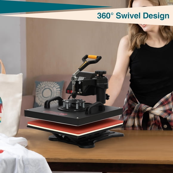 8-In-1 Heat Press Machine, 1400 W, 15''x15'', Small T Shirt Heat Press with Dual Tube Heating, 360° Swing Away, Profressional Digital Heat Transfer Machine for Mugs, Plates
