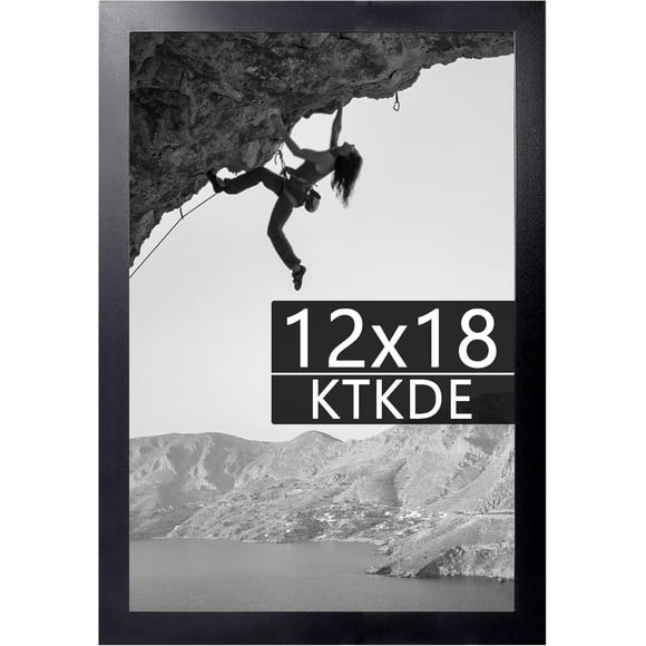 KTKDE 12x18 Picture Frame Black Wooden, Polished Plexiglass, Rectangle Photo Frame for Photos,Studio Gallery Wall Hanging Posters & Best gift