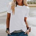 thumbnail image 2 of Pompotops T-shirt Uni pour Femme, Manches Courtes, Blouse à Col Rond, Hauts Décontractés, Liquidation, 2 of 4