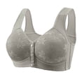 thumbnail image 3 of Yanlir 3PCS Bras for Women's No Underwire Wireless Bras Front Button Design Push Up Full Coverage Adjustable Straps U Shaped Back Comfortable Everyday Bra(Gray#1,4XL), 3 of 3