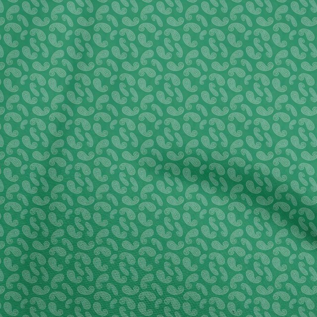 oneOone Cotton Poplin Green Fabric Asian Paisley Sewing Material Print Fabric By The Yard 56 Inch Wide