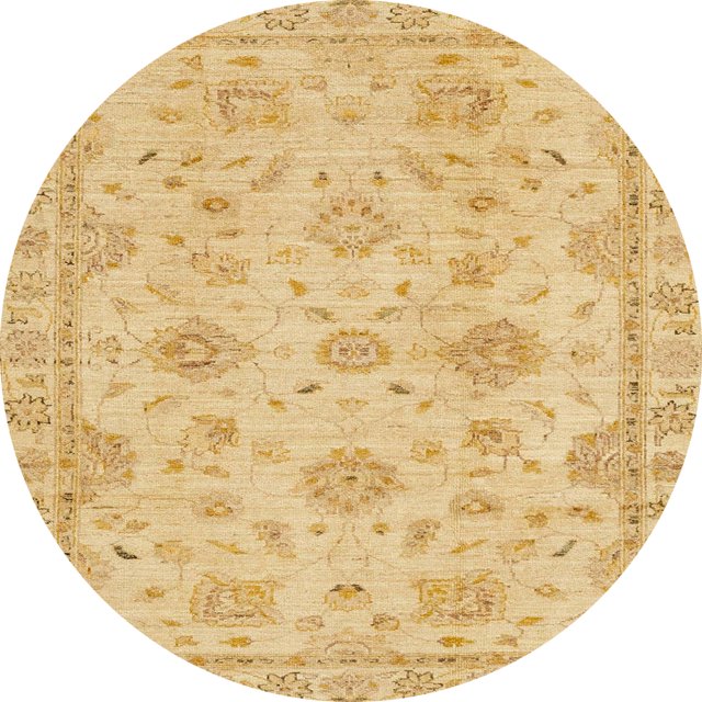 Ahgly Company Indoor Round Abstract Yellow Abstract Area Rugs, 5' Round