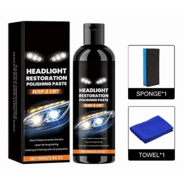 Car Headlight Polishing Paste, Brightening & Restoration Formula for Yellowing & Oxidation, Easy Application with Sponge, Long-Lasting Protection, Compact for On-the-Go Use