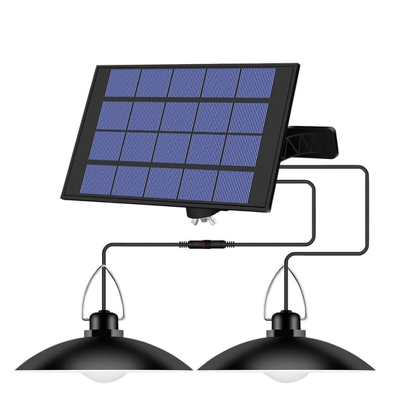 Riwcyla Solar Pendant Dual Head Waterproof Solar Powered Shed Rechargeable Ceiling Auto Illuminating Hanging for Yard Garden Patio Gate Street