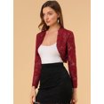 thumbnail image 2 of INSPIRE CHIC Cardigan Court Ouvert à l'Avant à Manches Longues en Dentelle Florale Transparente pour Femme, 2 of 6