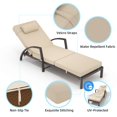 thumbnail image 4 of Ensemble de 2 Chaises Longues d'Extérieur, Chaises Longues Inclinables pour Patio avec Dossier Réglable, Chaises Longues en Osier Toutes Saisons avec Roues pour Bord de Piscine, Jardin, Cour Arrière, Brun et Beige, 4 of 8