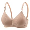 thumbnail image 1 of Birdeem Bras for Women Women Solid No-Wire Threaded Gathered Back Button Underwear Bra, 1 of 1