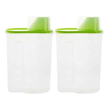 2pcs Kitchen Food Sealed Storage Container Plastic Empty Storage Jar Grain Canister for Tea Coffee Bean Dried Fruit (Large Size, 2.5L, Green)