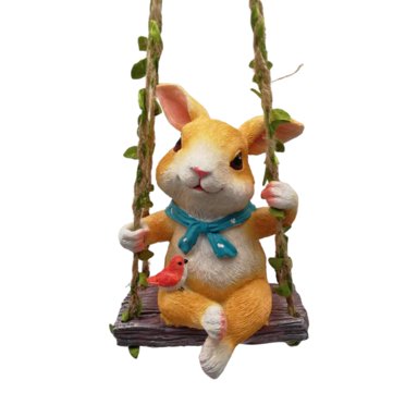Cute Animal Statue Outdoor Animal Sculpture Art Crafts Figurine Ornaments Hanging Garden Statues Desk Yard Garden Décor Rabbit