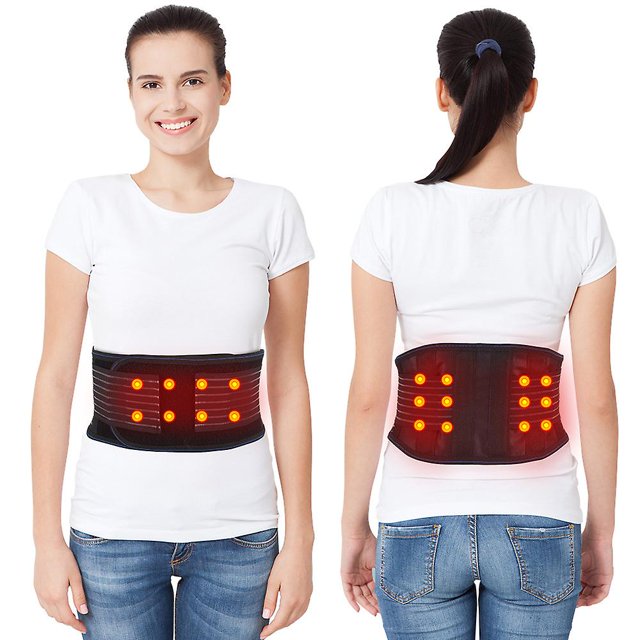 Heating Pad For Back Pain Massage - Heated Waist Belt Wrap - Belly And Back Pain Relief Lumbar Spine Stomach Arthritis(M)