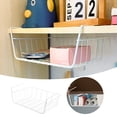 thumbnail image 1 of Under Shelf Durable Metal Wire Rack Hanging Shelf Storage Under Cabinet Organizer for Kitchen Pantry Bathroom Desk in White, 1 of 4