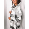 thumbnail image 2 of ORUYROP Womens Long Sleeve Plaid Shirts Flannel Lapel Button Down Shacket Jacket Coats, 2 of 6