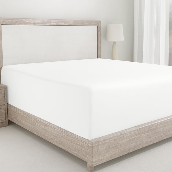 California Design Den Twin Xl Fitted Sheet Only, Softest 400 Thread Count 100% Cotton Sateen, Deep Pocket, All-Around Elastic, Side Indicators - Creamy White