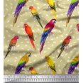 thumbnail image 1 of Soimoi Beige Georgette Viscose Fabric Macaw Parrot Bird Print Fabric by Yard 44 Inch Wide, 1 of 3