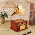 thumbnail image 3 of Phonograph Music Box Creative Vintage Wood Music Box for Birthday Christmas Gift, 3 of 5