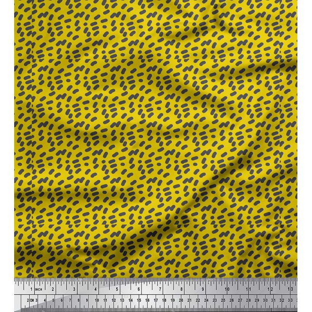Soimoi Yellow Moss Georgette Fabric Brush Stroke Abstract Fabric Prints By Yard 42 Inch Wide